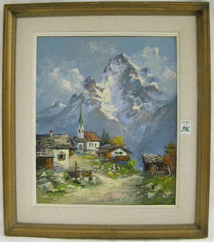 Appraisal: HERB SCHRAML OIL ON PANEL American th century Swiss mountain