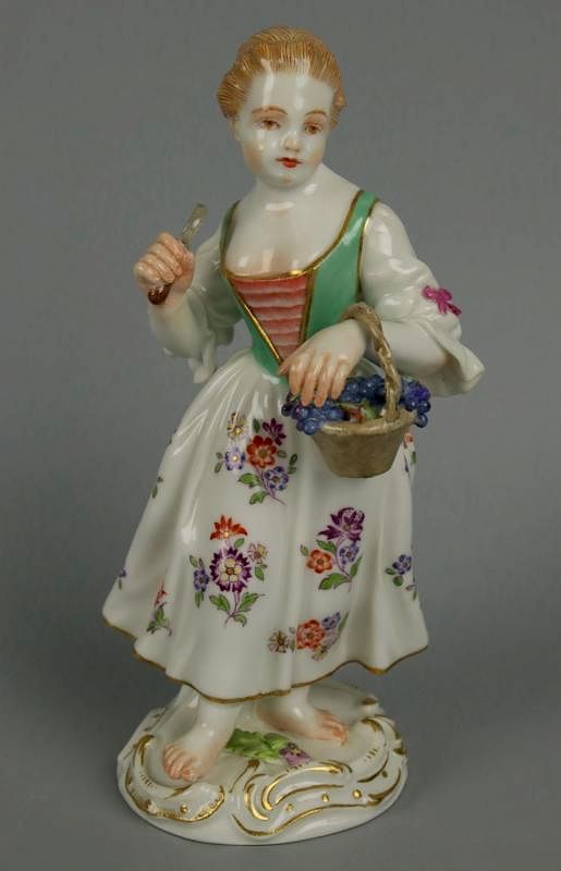 Appraisal: Meissen Kaendler Figurine Girl With Knife And Basket MANUFACTURE Meissen