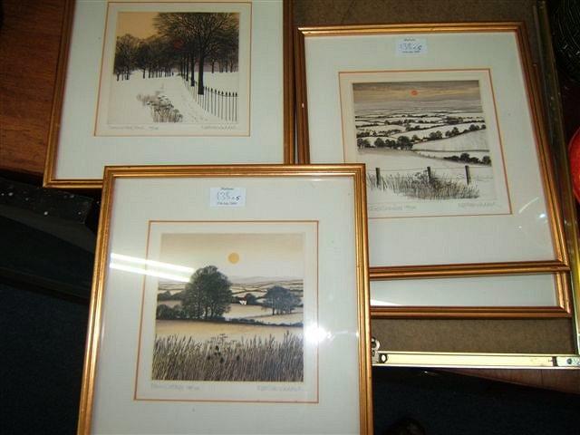 Appraisal: Kathleen Caddick - Snow in the Park etching signed inscribed