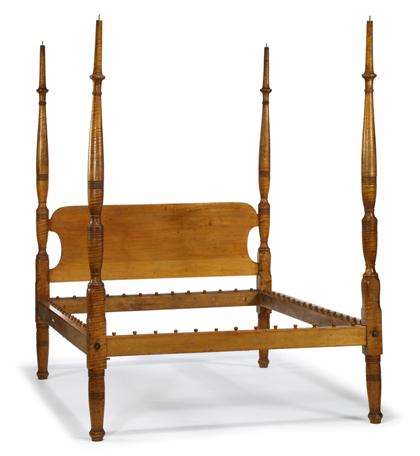 Appraisal: Classical tiger maple tester bed mid th century