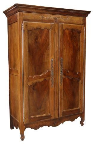 Appraisal: French Provincial Louis XV style walnut armoire th c molded