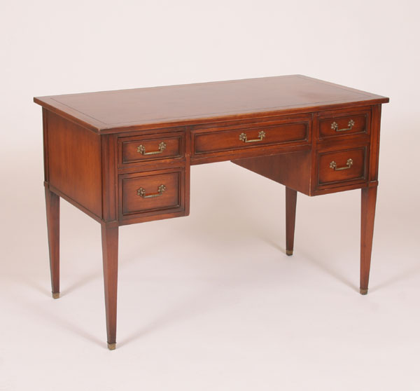 Appraisal: Mahogany writing desk four drawers tapered legs recessed panels H