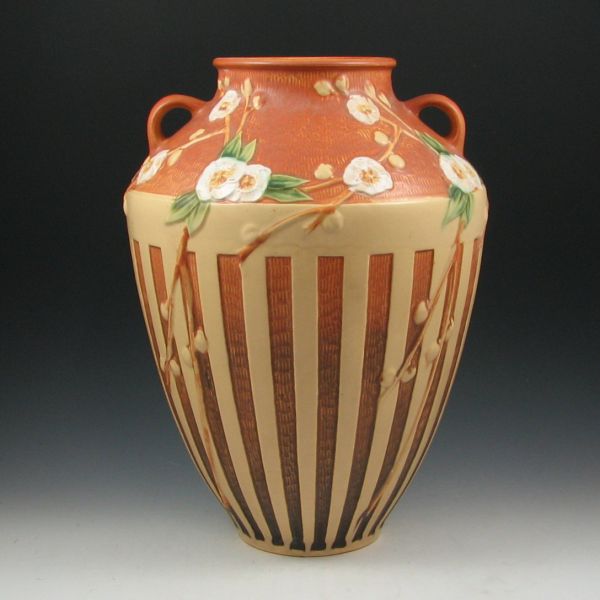 Appraisal: Roseville Cherry Blossom - vase in brown Marked in red