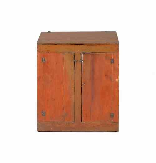 Appraisal: Painted pine slant front cupboard th c h w