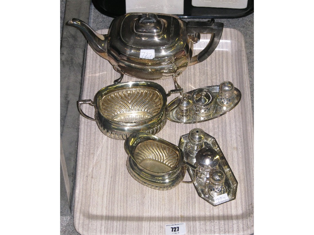 Appraisal: Tray lot of EP - three piece tea service and