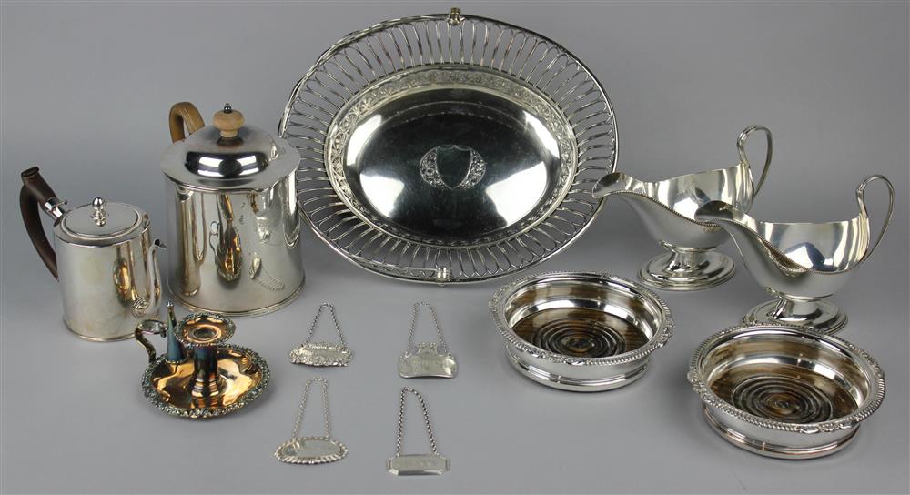 Appraisal: GROUP OF SILVERPLATED ITEMS including a pair of oval footed