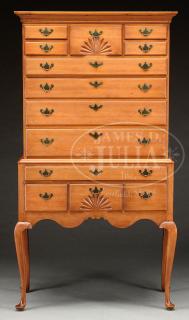 Appraisal: DIMINUTIVE CONNECTICUT QUEEN ANNE CARVED CHERRY HIGHBOY DIMINUTIVE CONNECTICUT QUEEN