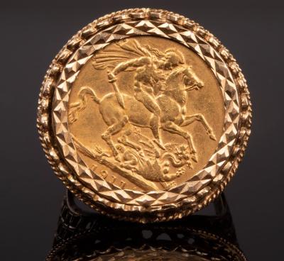 Appraisal: A George V Sovereign mounted in a ct gold ring