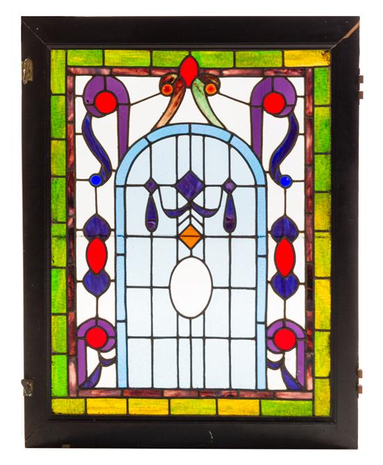 Appraisal: Sale Lot A Leaded Glass Window contained in an ebonized