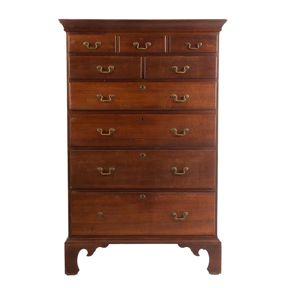 Appraisal: Pennsylvania Walnut Tall Chest Circa molded cornice three over two