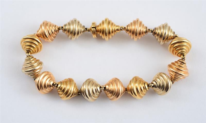 Appraisal: TWO COLOR K GOLD BRACELET BY BULGARI Yellow and white