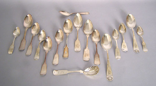 Appraisal: Group of coin silver and plated spoons