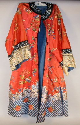 Appraisal: Chinese silk robe early th century Of typical form lotus