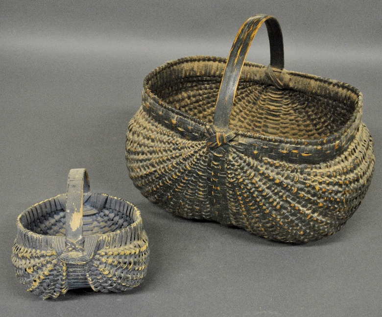 Appraisal: - Green painted buttocks basket h x l provenance Dorothy