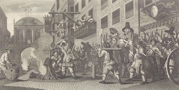 Appraisal: AFTER WILLIAM HOGARTH - x Burning Rumps at Temple Barr