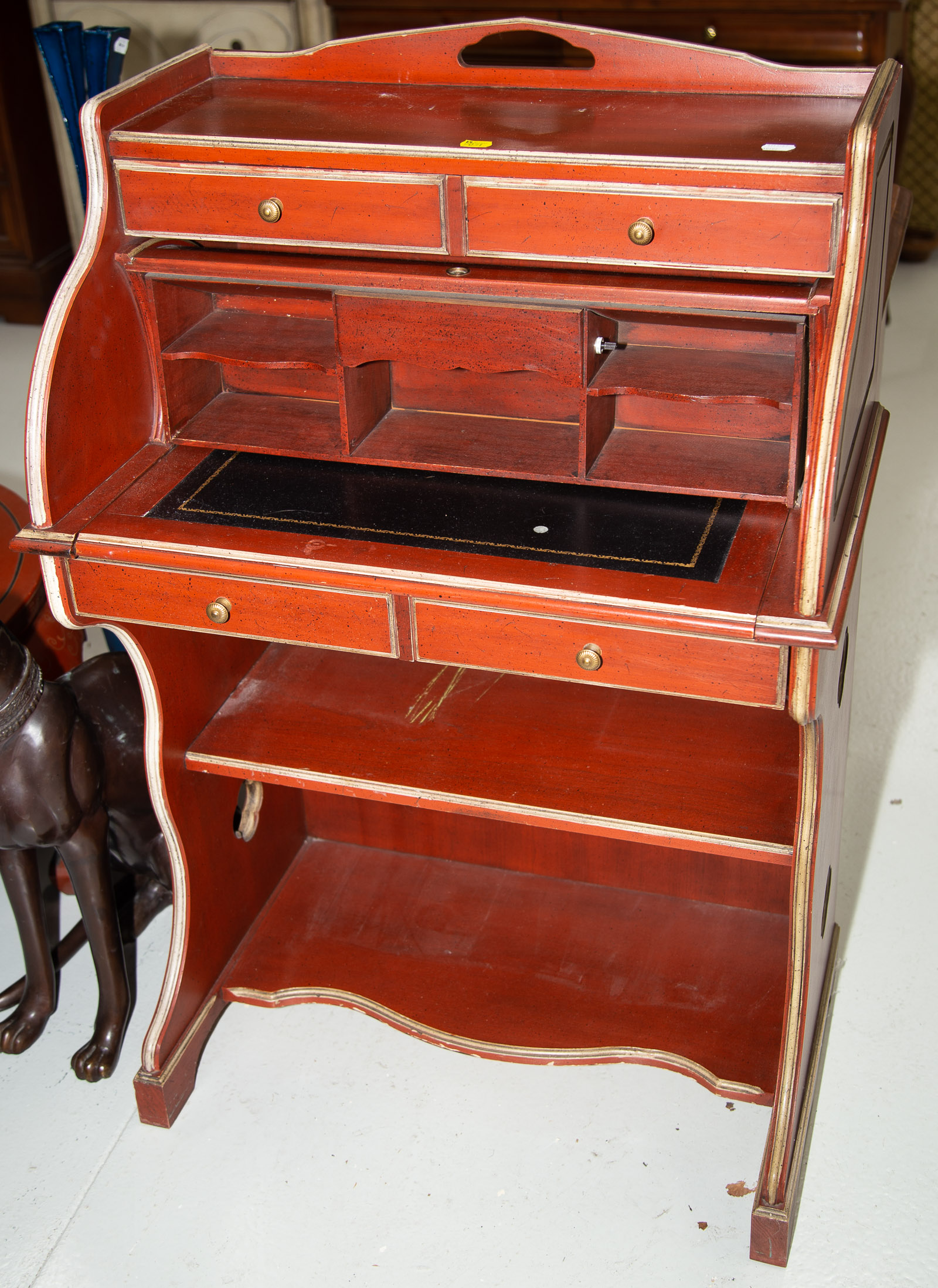 Appraisal: A NATIONAL PAINT DECORATED LADIES WRITING DESK in H in