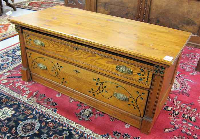 Appraisal: LATE VICTORIAN OAK LOW CHEST OF DRAWERS American c featuring