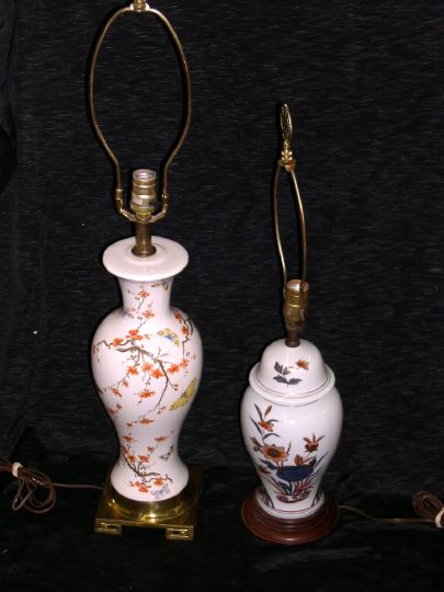 Appraisal: Group of Two Japanese Porcelain Lamps one a Japanese Taisho