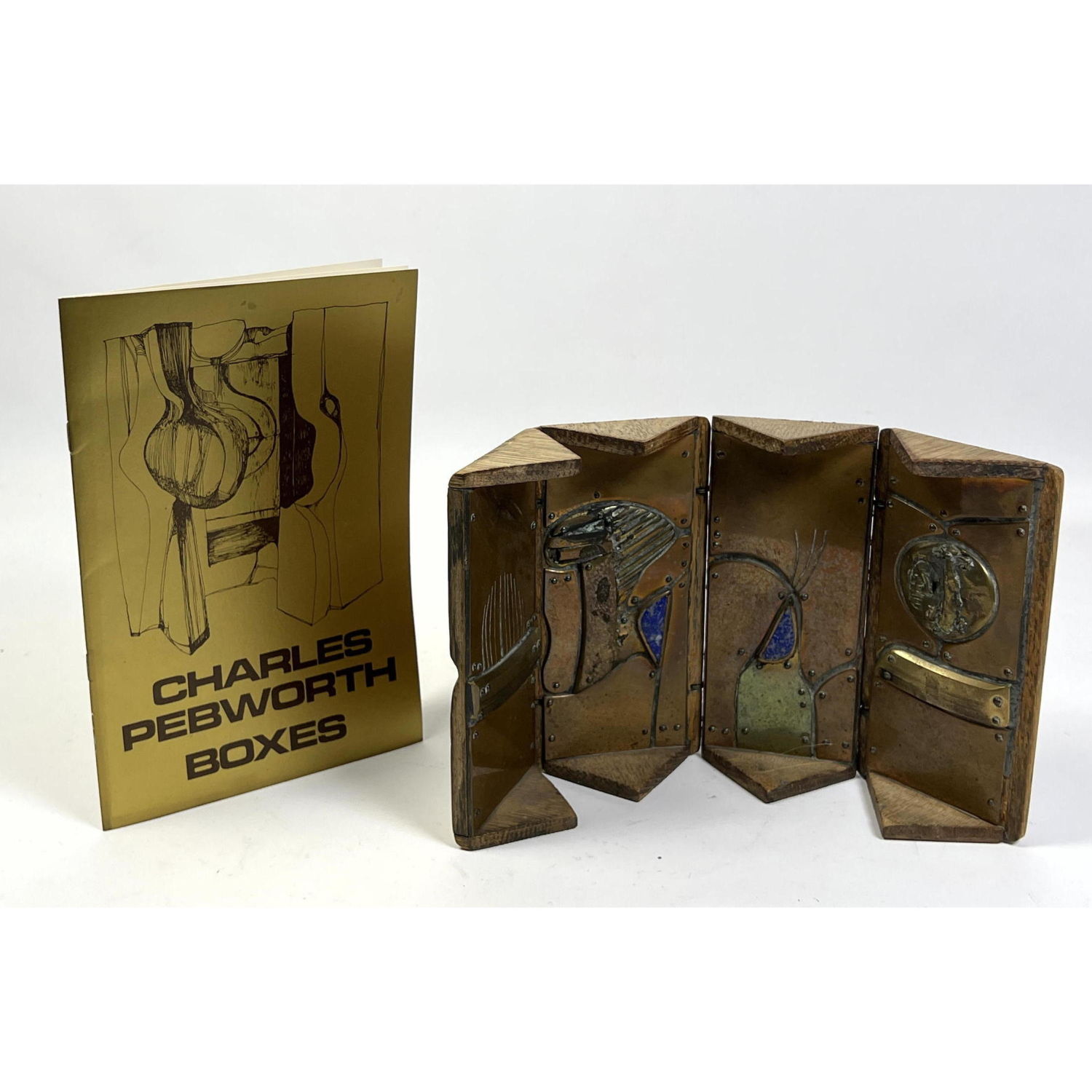 Appraisal: CHARLES PEBWORTH A MINIATURE PORTABLE SCULPTURE Four panels riveted to