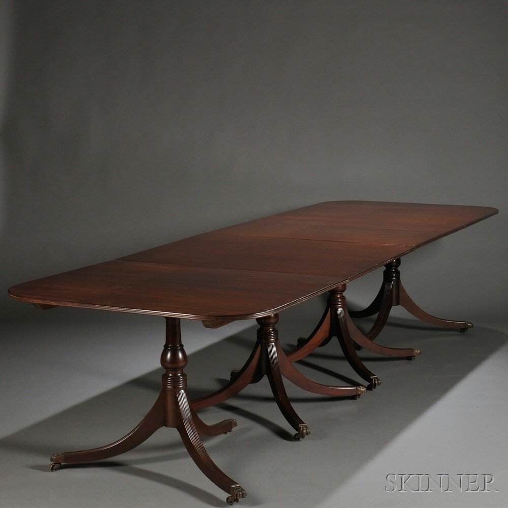 Appraisal: Georgian-style Four-pedestal Mahogany Dining Table England th century the top