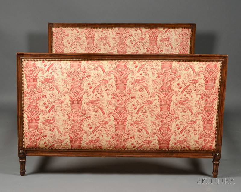 Appraisal: Louis XVI Style Beechwood Bed with rectangular frame with circular