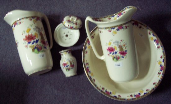 Appraisal: An early th Century floral toilet set eight pieces in