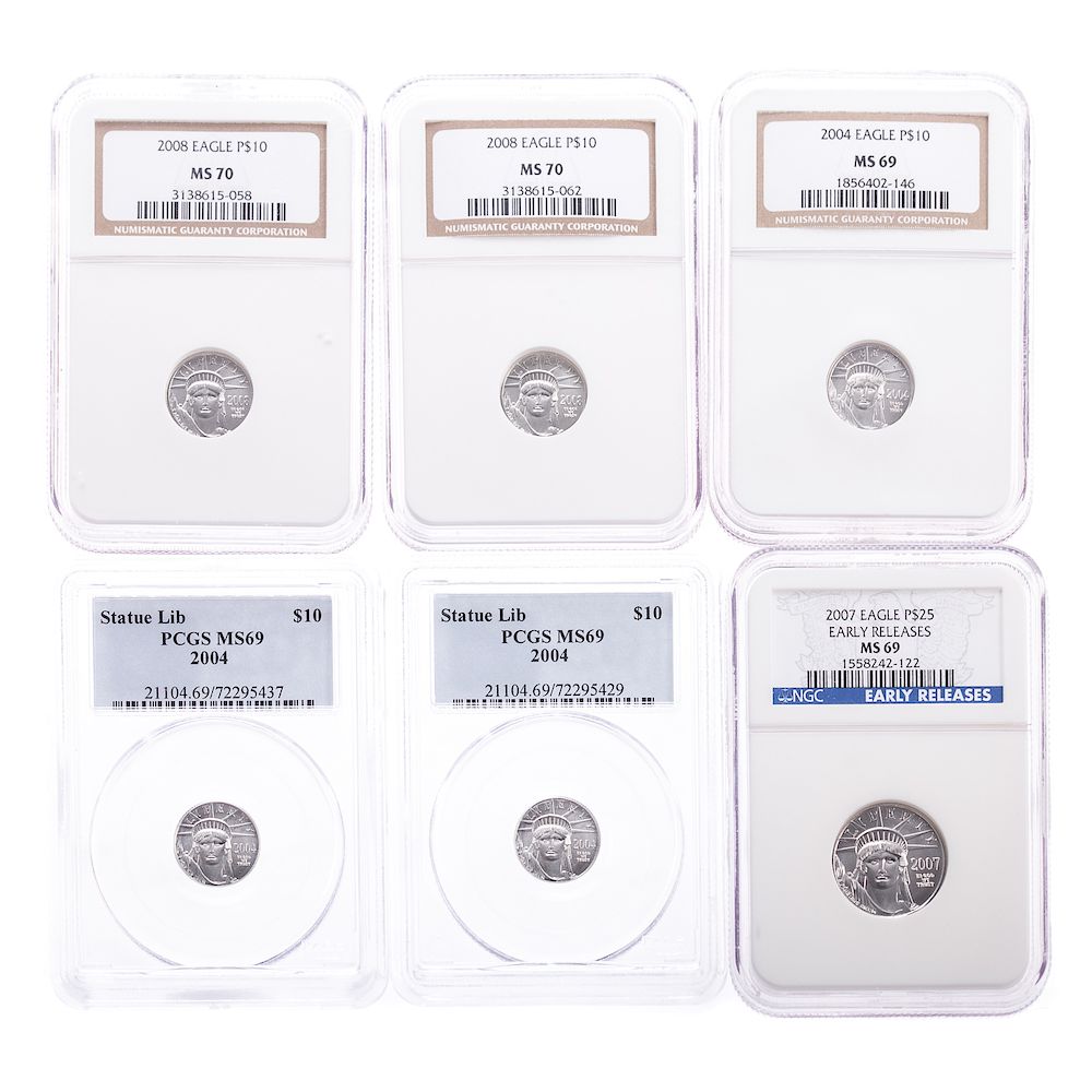 Appraisal: - oz and - th oz Platinum Eagles - NGC