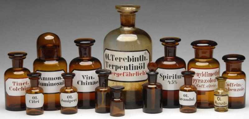 Appraisal: Lot of German Amber Druggist Shop Bottles Description Circa to