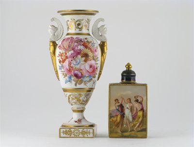 Appraisal: A Vienna-style tea canister and cover painted with the Three