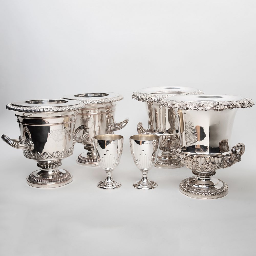 Appraisal: Two Pair of Silver Plate Wine Coolers and Pair of