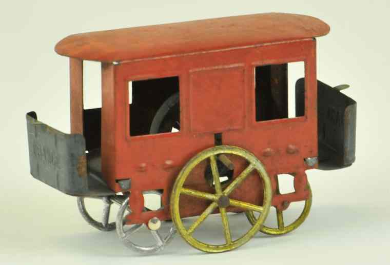 Appraisal: ROSSIGNOL TROLLEY PENNY TOY France painted in red overall lead