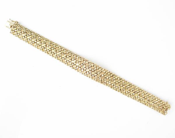 Appraisal: A k gold mesh bracelet watch with covered dial dial