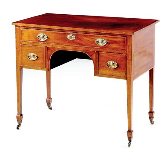 Appraisal: Hepplewhite inlaid mahogany writing desk th century rectangular top with