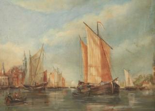 Appraisal: GIEL OIL ON CANVAS HARBOR SCENE PAINTING OIL ON CANVAS