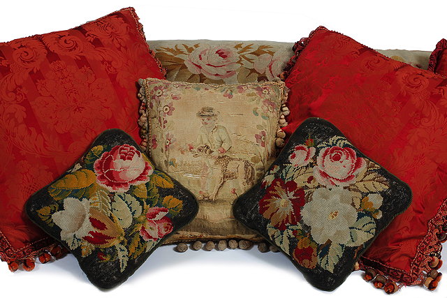 Appraisal: A FRENCH TH CENTURY AUBUSSON ROSE DECORATED BOLSTER CUSHION cm