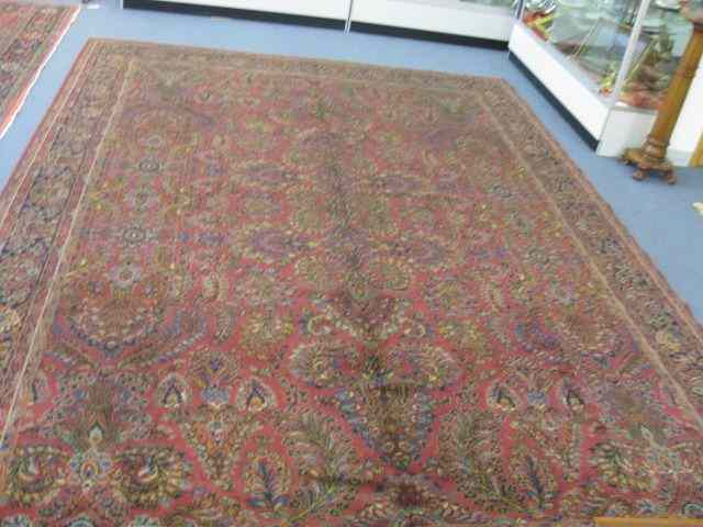 Appraisal: Karastan Kerman Room Size Rug rug overall florals red field