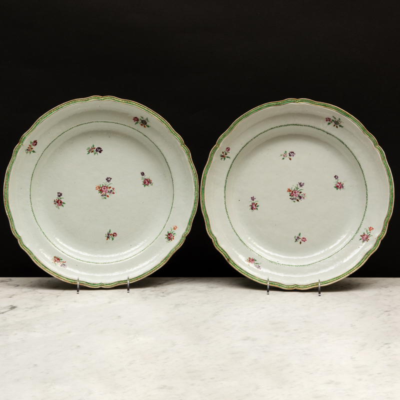 Appraisal: Pair of Large Chinese Export Famille Rose Porcelain Saucer Dishes