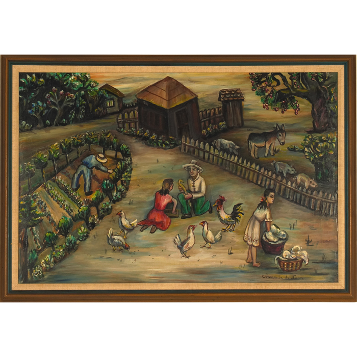 Appraisal: Amanda de Leon American b Farm Scene c oil on