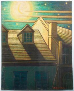 Appraisal: Larry Edwardson Starry Night Oil on Board Oil on board