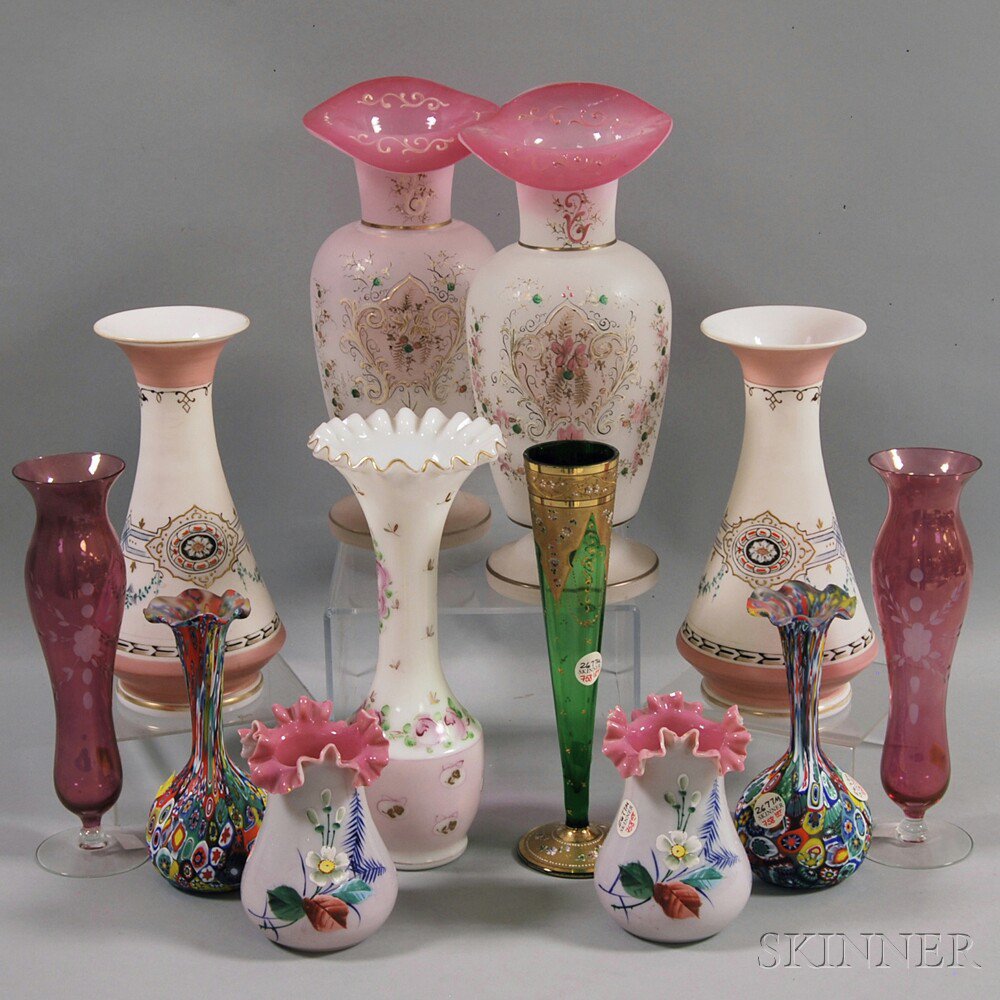 Appraisal: Twelve Assorted Glass Vases th and th century including a