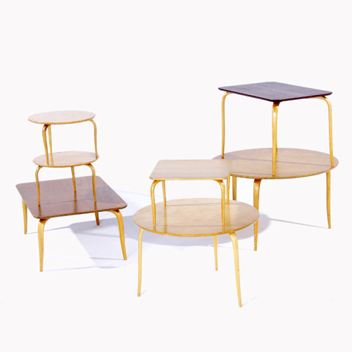 Appraisal: BRUNO MATHSSON Seven small tables with circular or rectangular tops