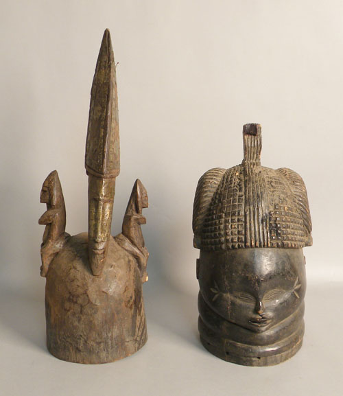 Appraisal: Two carved African helmet masks h and h