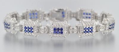 Appraisal: A Contemporary k Gold Sapphire and Diamond Bracelet k satin