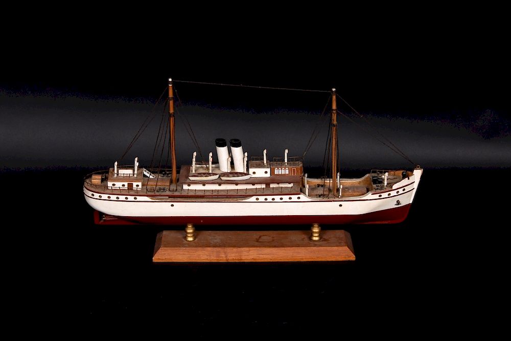 Appraisal: Ship Model of SS President Wooden Model Ship On Base