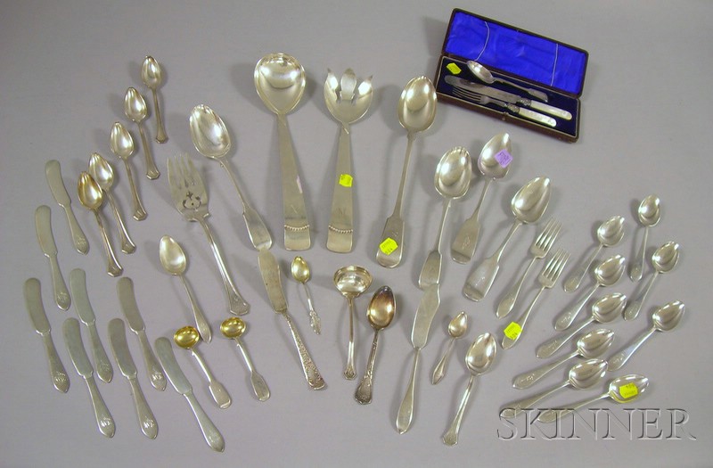 Appraisal: Group of Sterling and Silver Plated Flatware including a pair