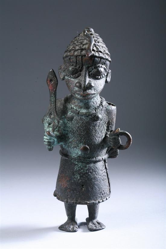 Appraisal: BENIN CAST BRONZE FIGURE OF MALE CHIEFTAIN late th century