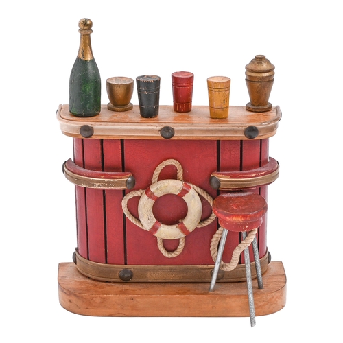 Appraisal: A painted wood 'nautical' cocktail bar novelty cigar box mid