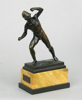 Appraisal: Oskar Gladenbeck German - A bronze figurine of a gladiator