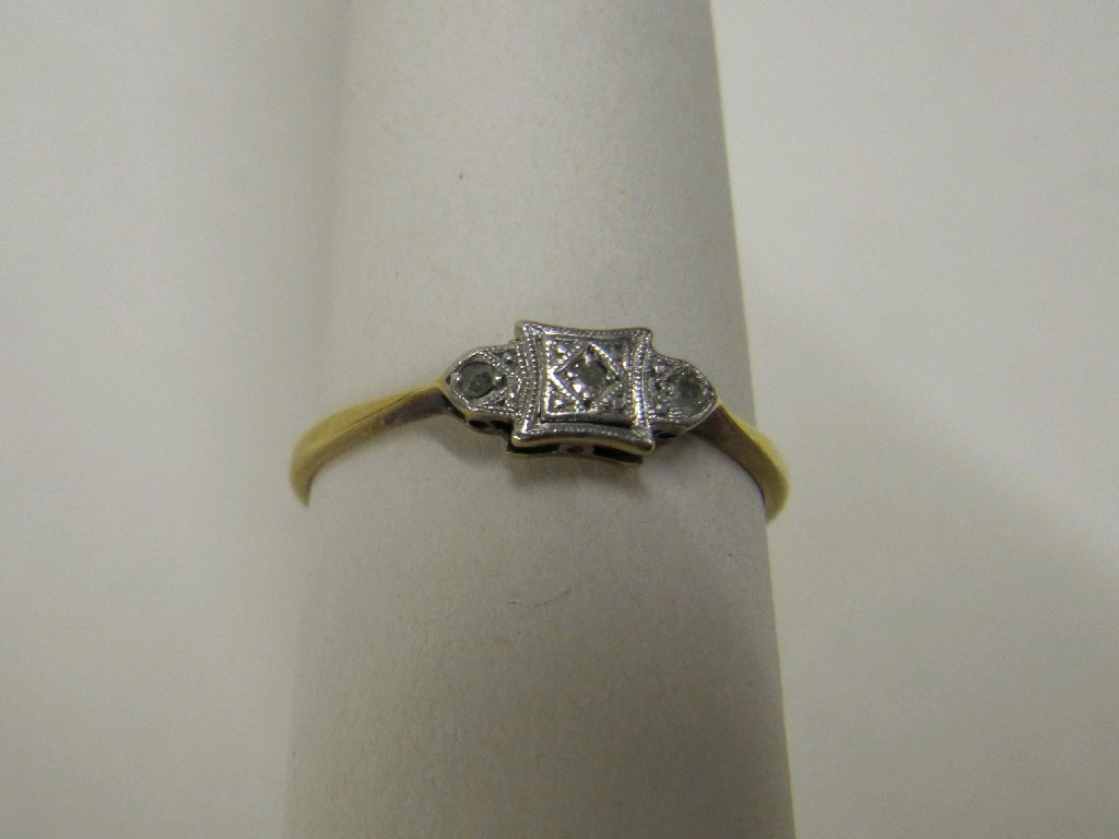 Appraisal: Art Deco ct gold diamond three stone ring