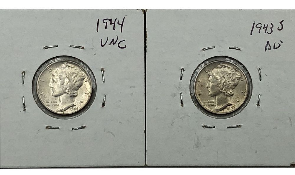 Appraisal: Lot of two Uncirculated Mercury Dimes -S and Investment quality